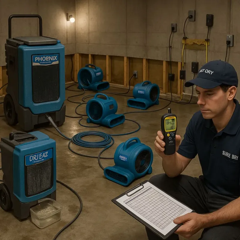 Structural Drying and Dehumidification process in Alvarado, TX